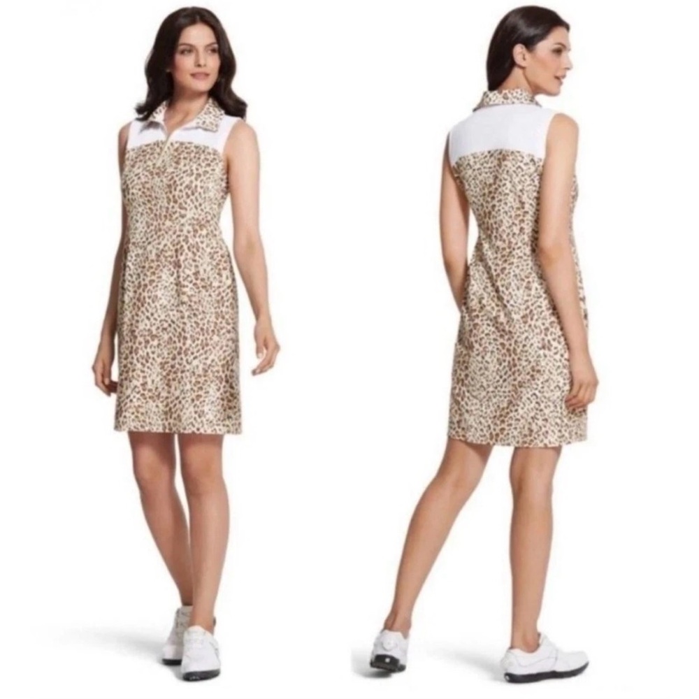 ZENERGY GOLF by CHICO’S Womens Sleeveless Leopard Polo Golf Dress Size 1